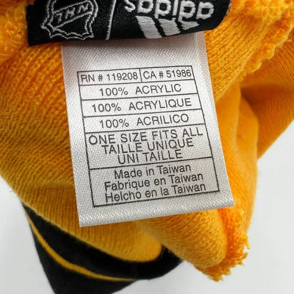 Adidas Unisex Yellow Black Knit Logo Pittsburgh Penguins NHL Team Beanie Hat NWT